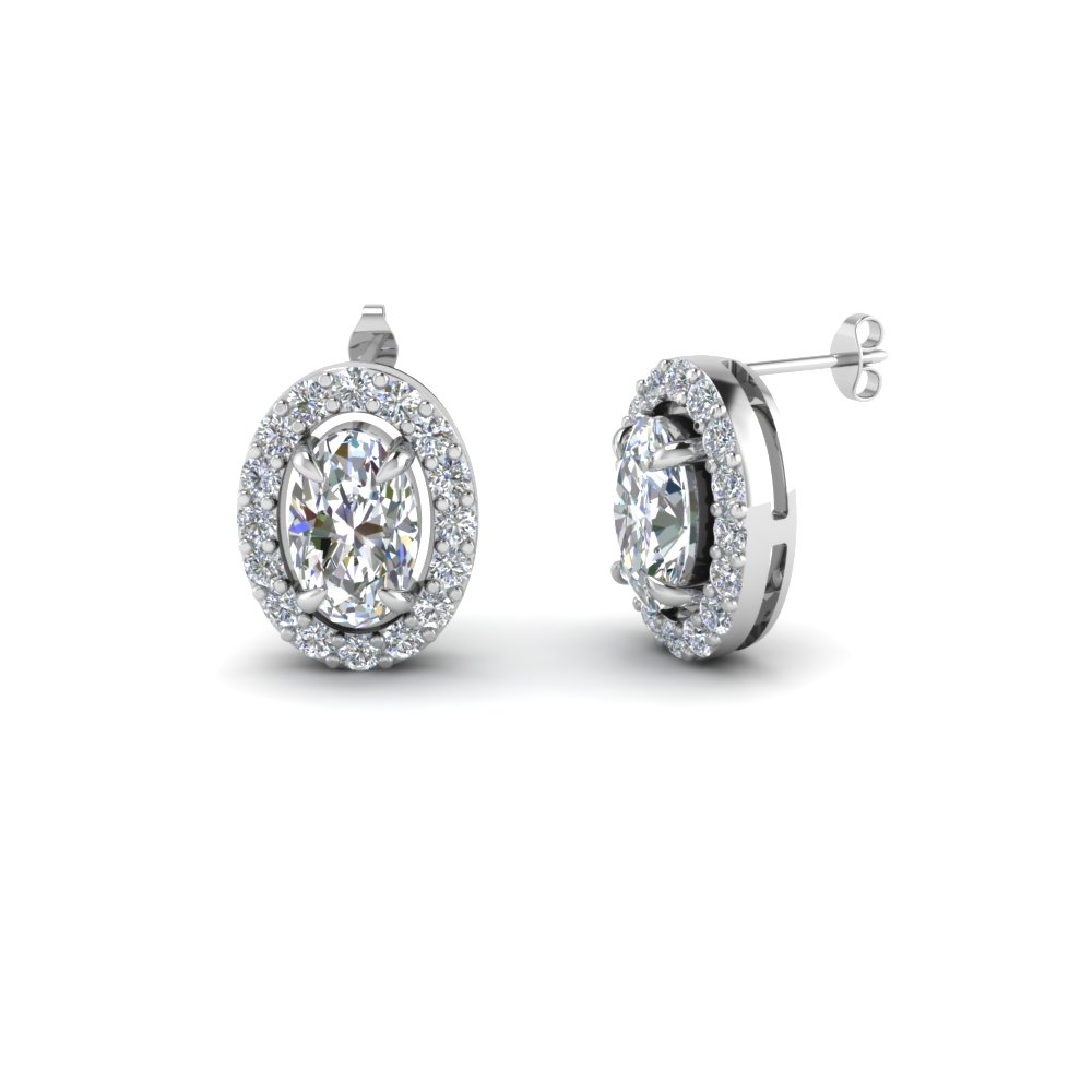 oval shaped stud diamond earrings in 18K white gold FDEAR1186OV NL WG