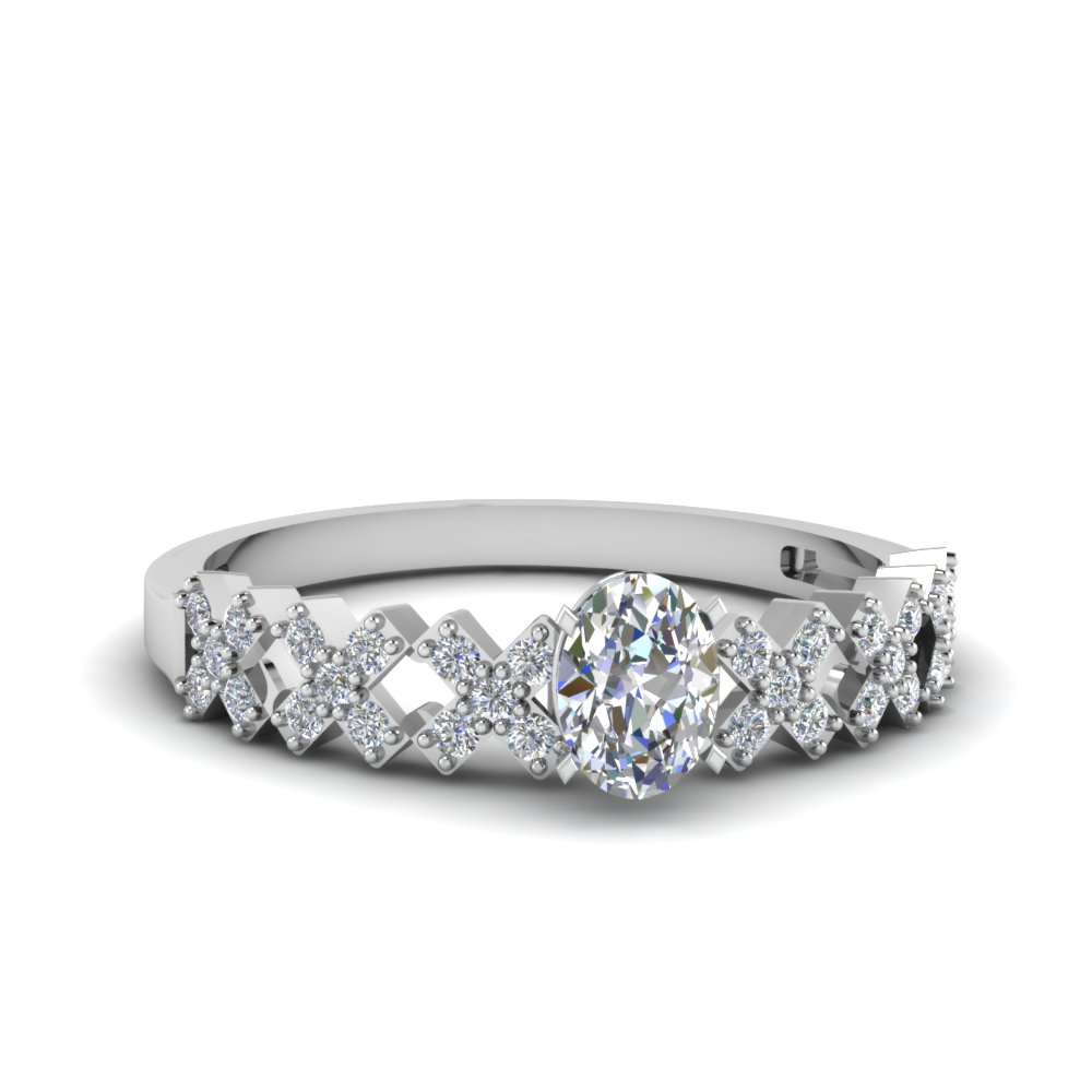 Unique X Design Diamond Engagement Ring