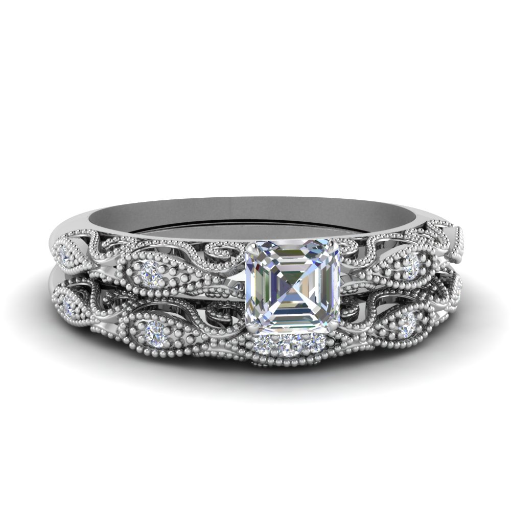 Paisley Diamond Wedding Ring Set