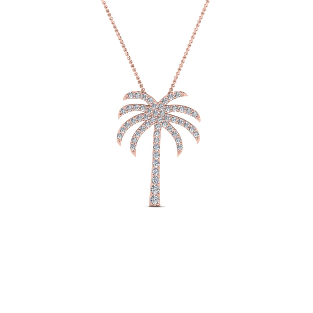 diamond palm tree pendant necklace