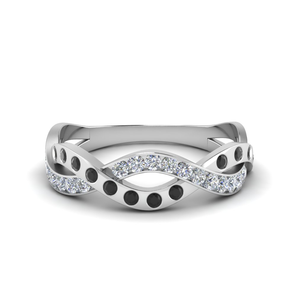Pave And Bezel Infinity Diamond Band With Ruby In 14K White Gold ...