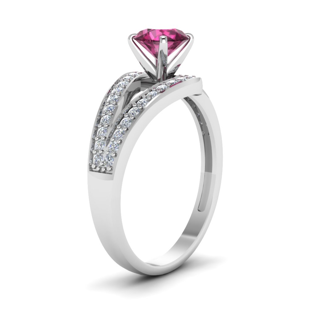 Pave Antique Sapphire Ring with 14K White Gold Pink Sapphire