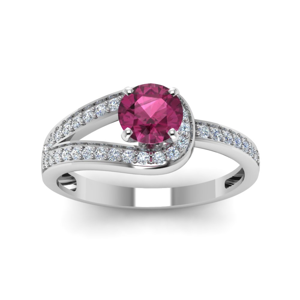 Pave Antique Sapphire Ring with 14K White Gold Pink Sapphire