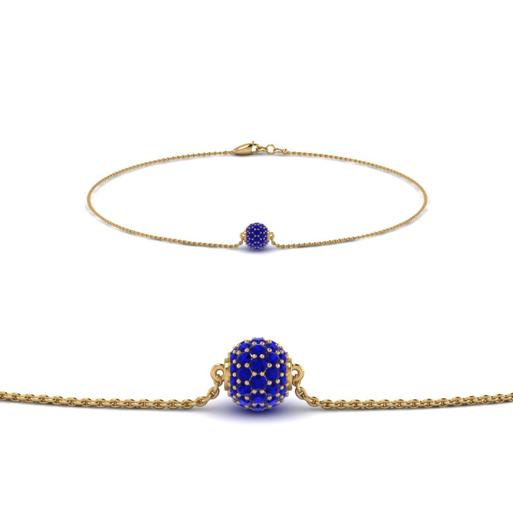 pave ball chain bracelet with sapphire in FDBRC8471GSABL NL YG