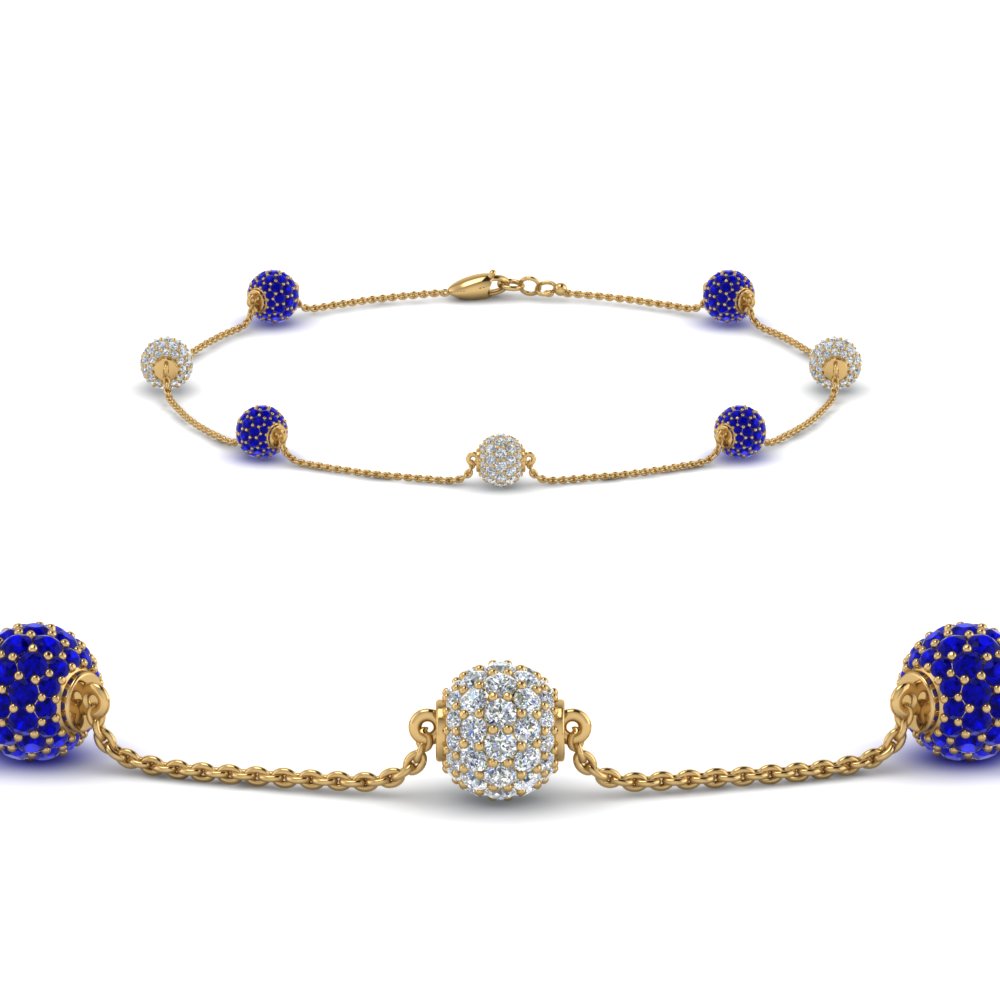 Pave Ball Blue Sapphire Bracelet