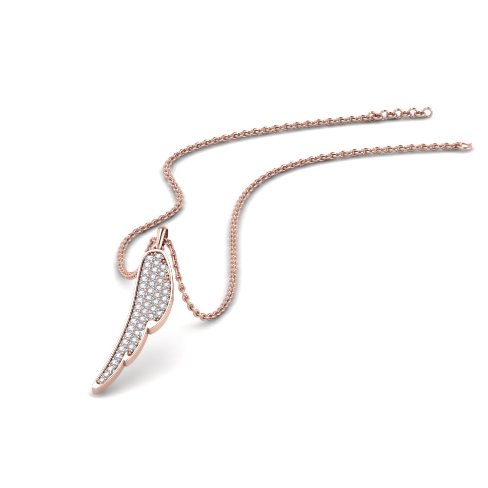 pave cluster diamond wing pendant in 14K rose gold FDPD86433 NL RG