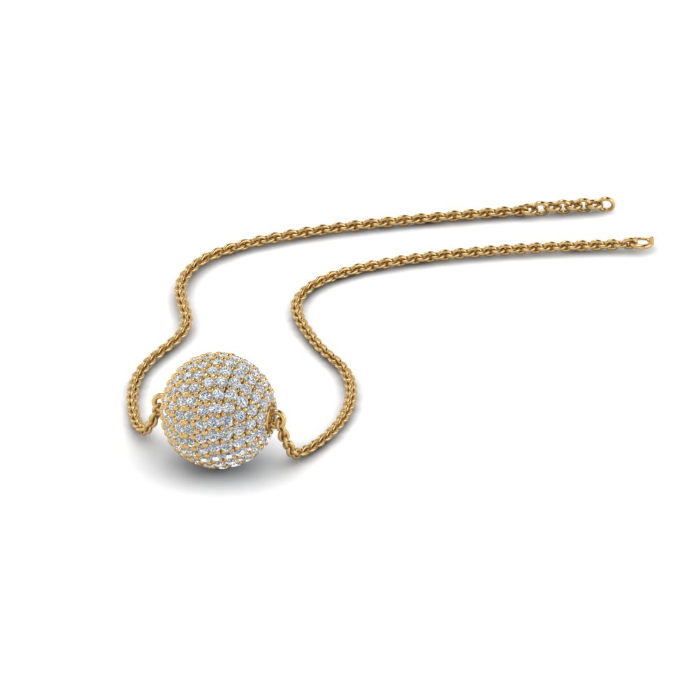 1.25 Ct. Pave Diamond Ball Pendant In 14K Yellow Gold