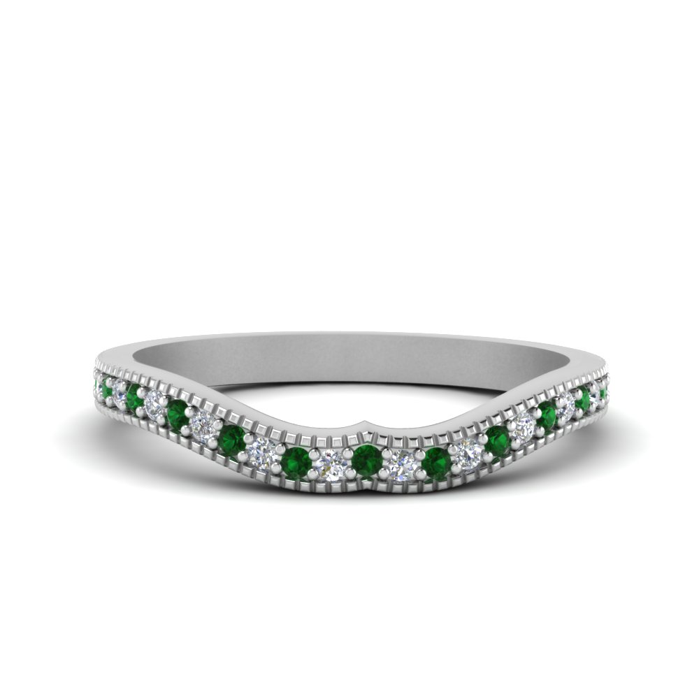 Pave Emerald Wedding Ring