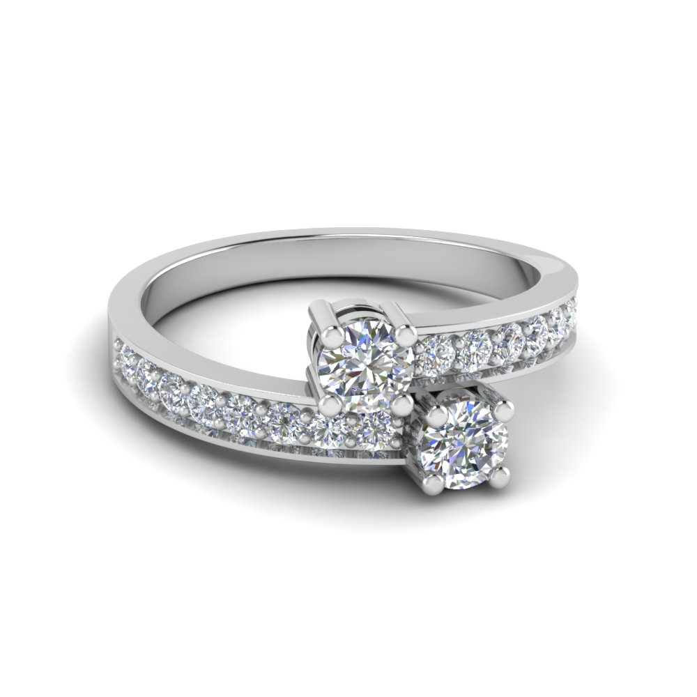 Pave Diamond Fancy Ring  In 14K White Gold Fascinating 