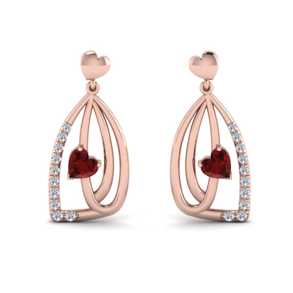 Pave Ruby Heart Earring