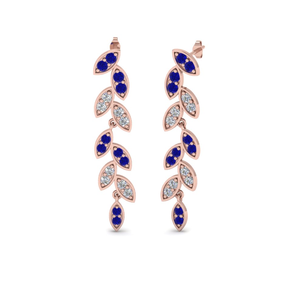 Pave Sapphire Leaf Drop Earring