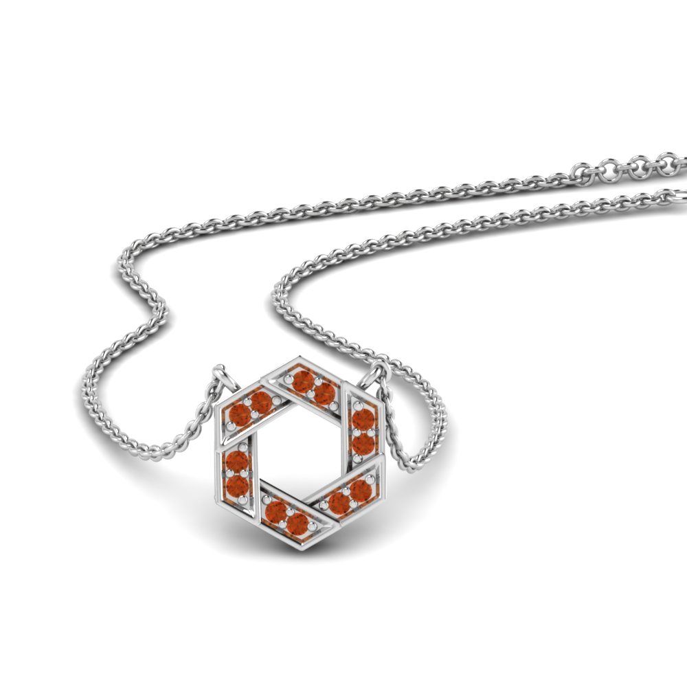 Hexagon Orange Sapphire Pendant