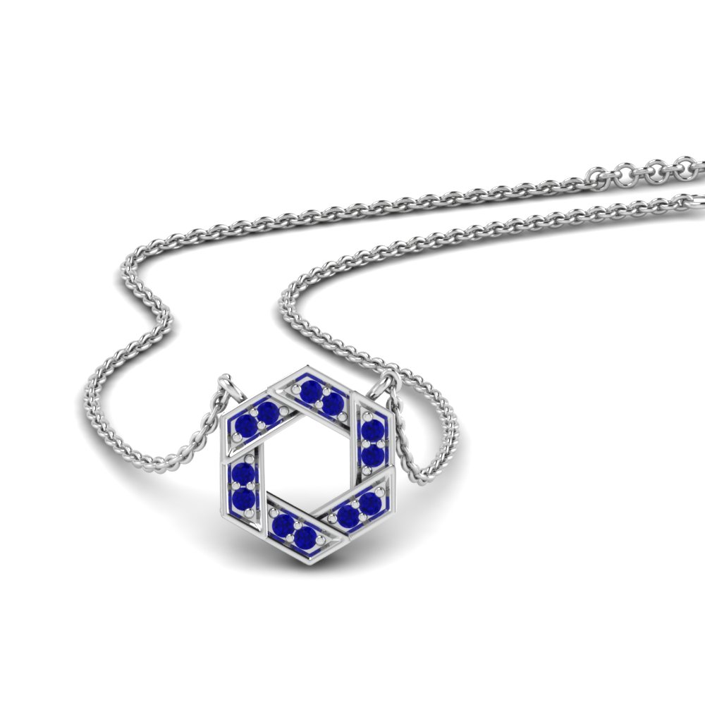 Pave Hexagon Sapphire Pendant