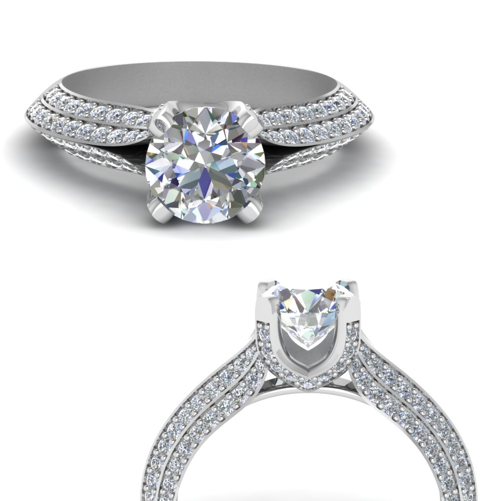 Pave Knife Edge Diamond Engagement Ring In 950 Platinum | Fascinating ...