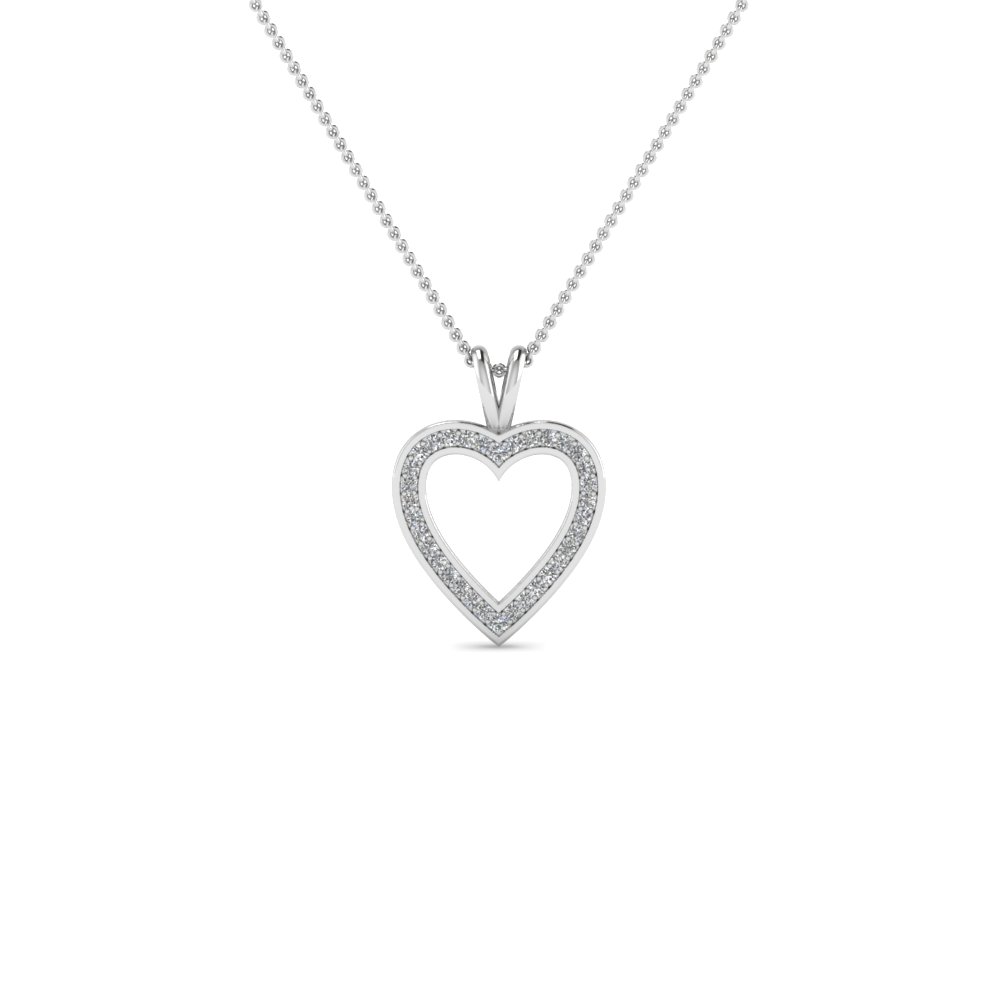 Pave Round Diamond Heart Pendant Necklace