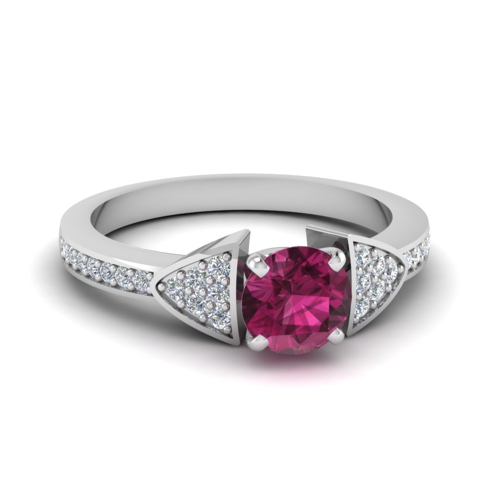 Pave Set Round Diamonds Sapphire Ring