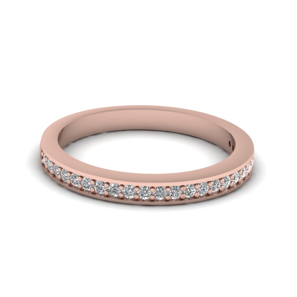 Thin Pave Diamond Wedding Band In 14k Rose Gold Fascinating Diamonds Thin Pave Diamond Wedding Band In Fdens3195b Nl Rg Gs