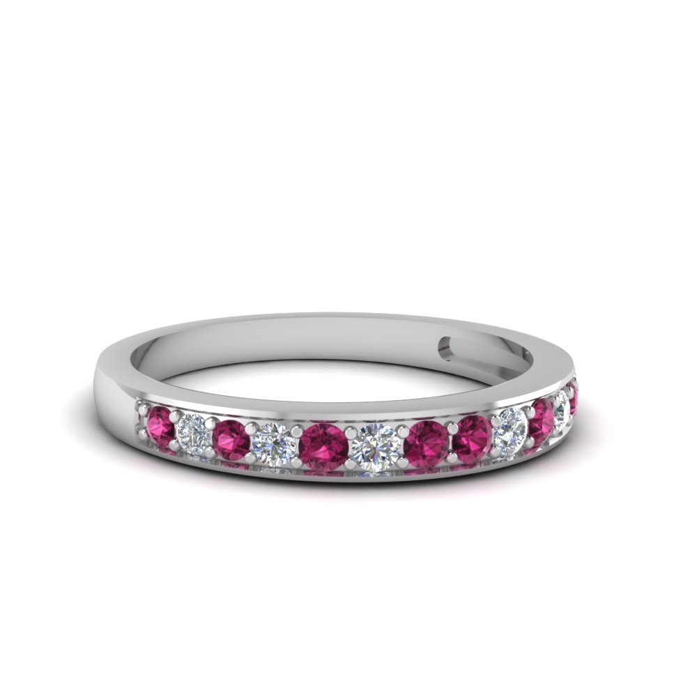 Pave Pink Sapphire Wedding Ring