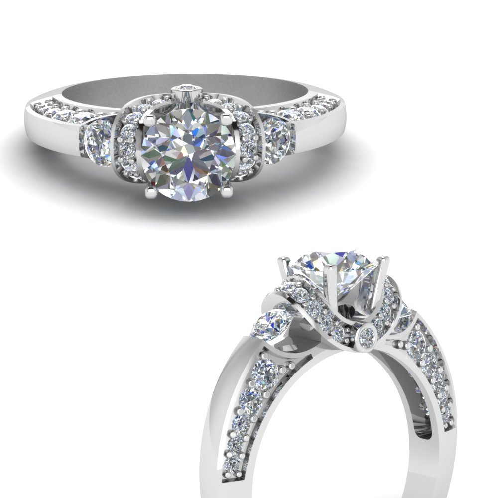 Pave Wrap Antique Design Diamond Engagement Ring In 950 Platinum ...