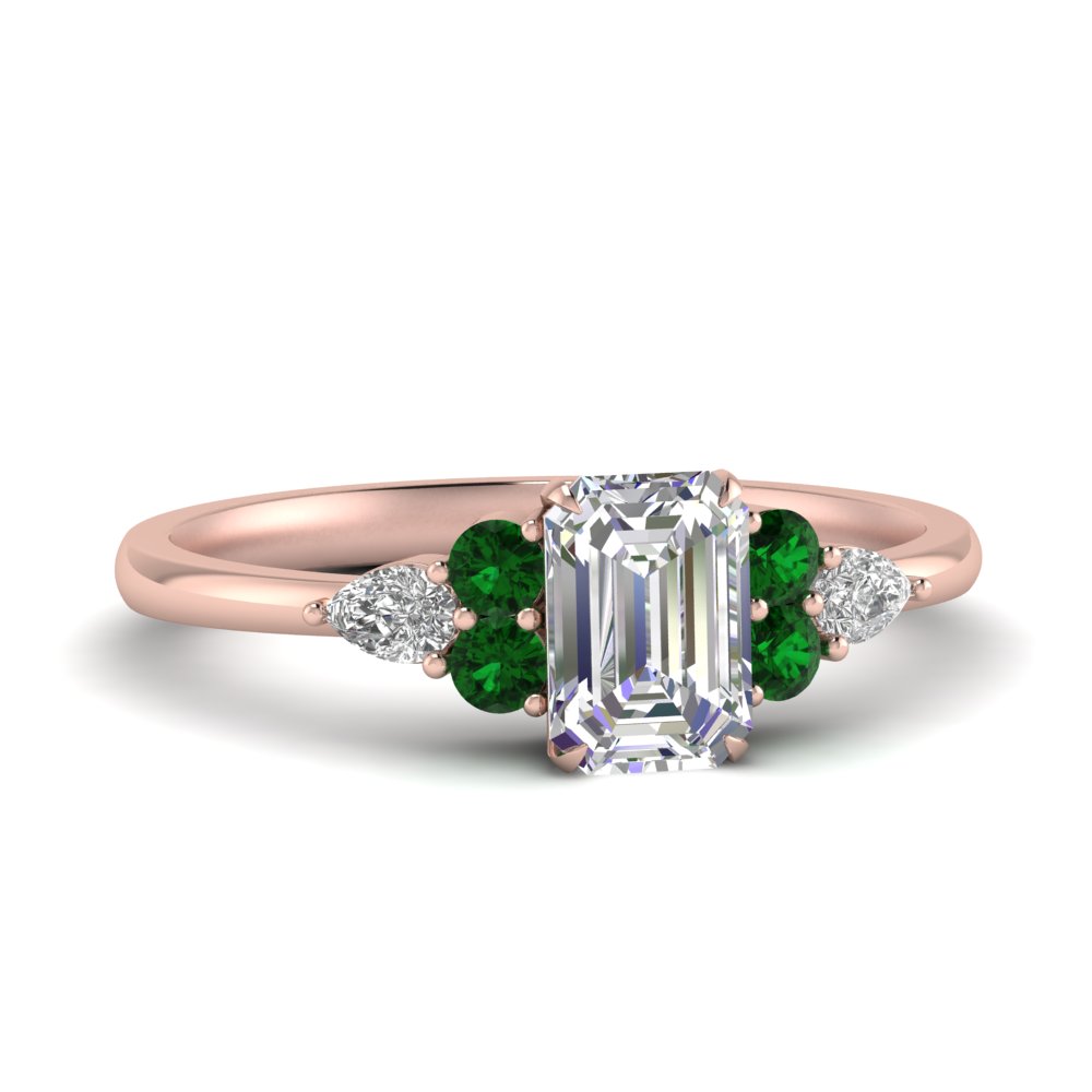 diamond rings with emerald accents