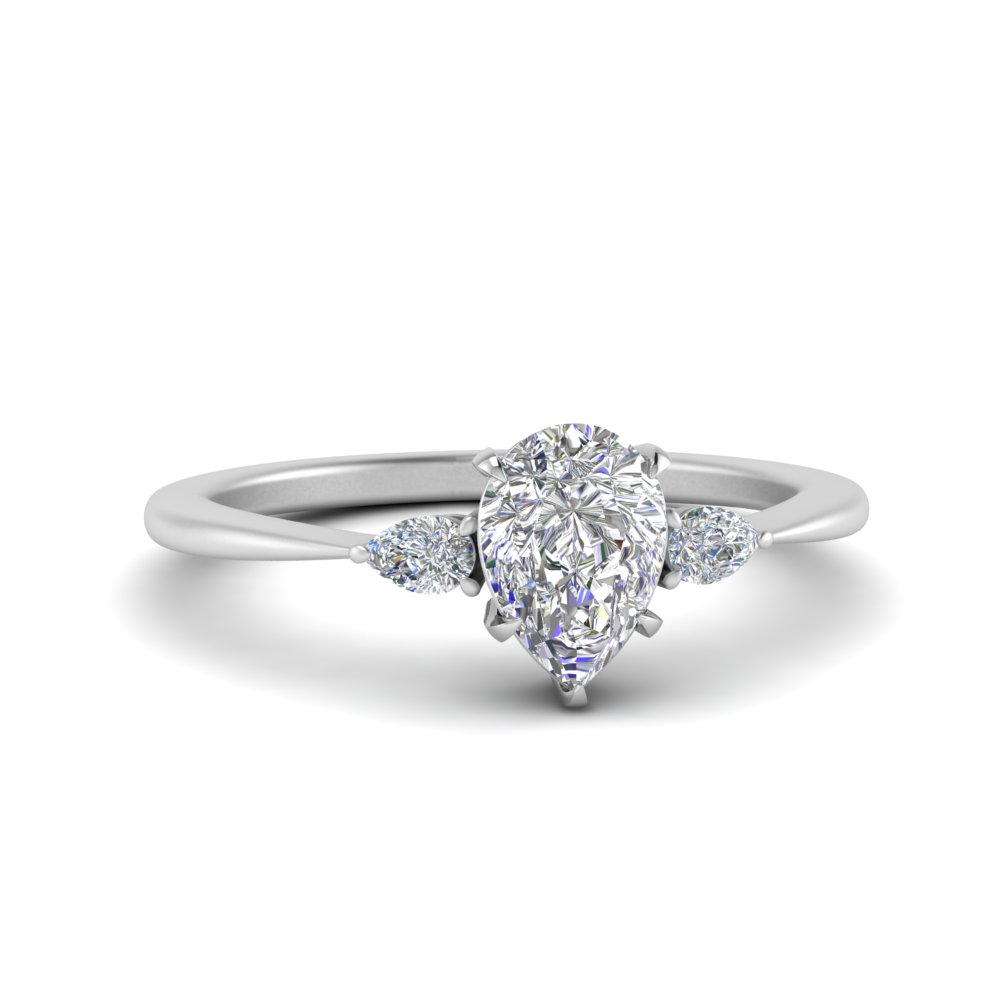 pear diamond cathedral pear shaped engagement ring in white gold FD9210PER NL WG