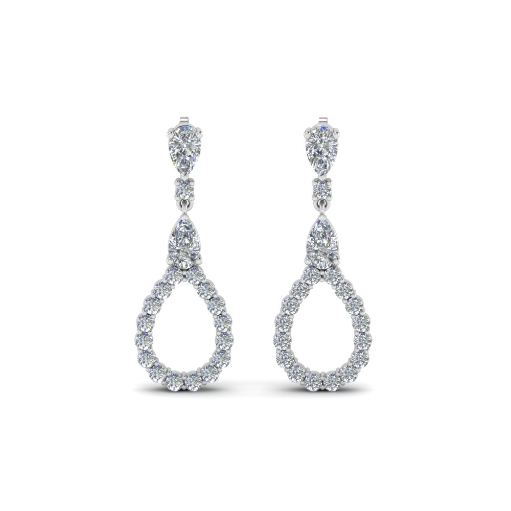 pear diamond drop earring for women in 14K white gold FDEAR8106ANGLE1 NL WG