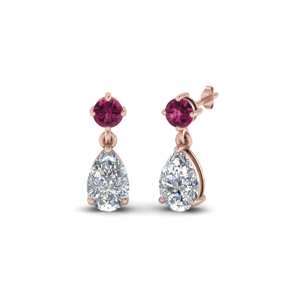 Pear Diamond Drop Earring Gift With Pink Shire In 18k Rose Gold Pear Diamond Drop Earring Gift With Pink Shire In Fdear8386gsadrpi Nl Rg