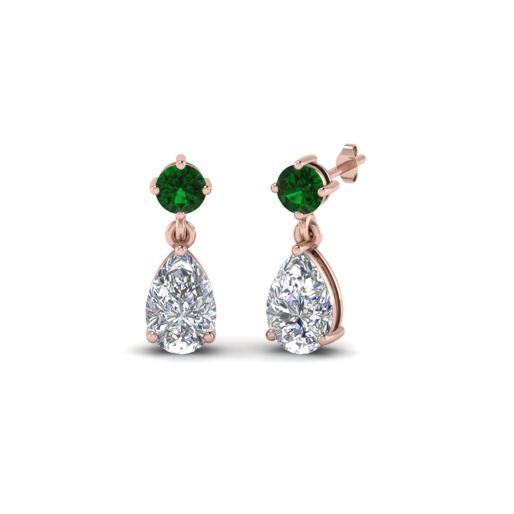 Pear Drop Emerald May Birthstone Earring