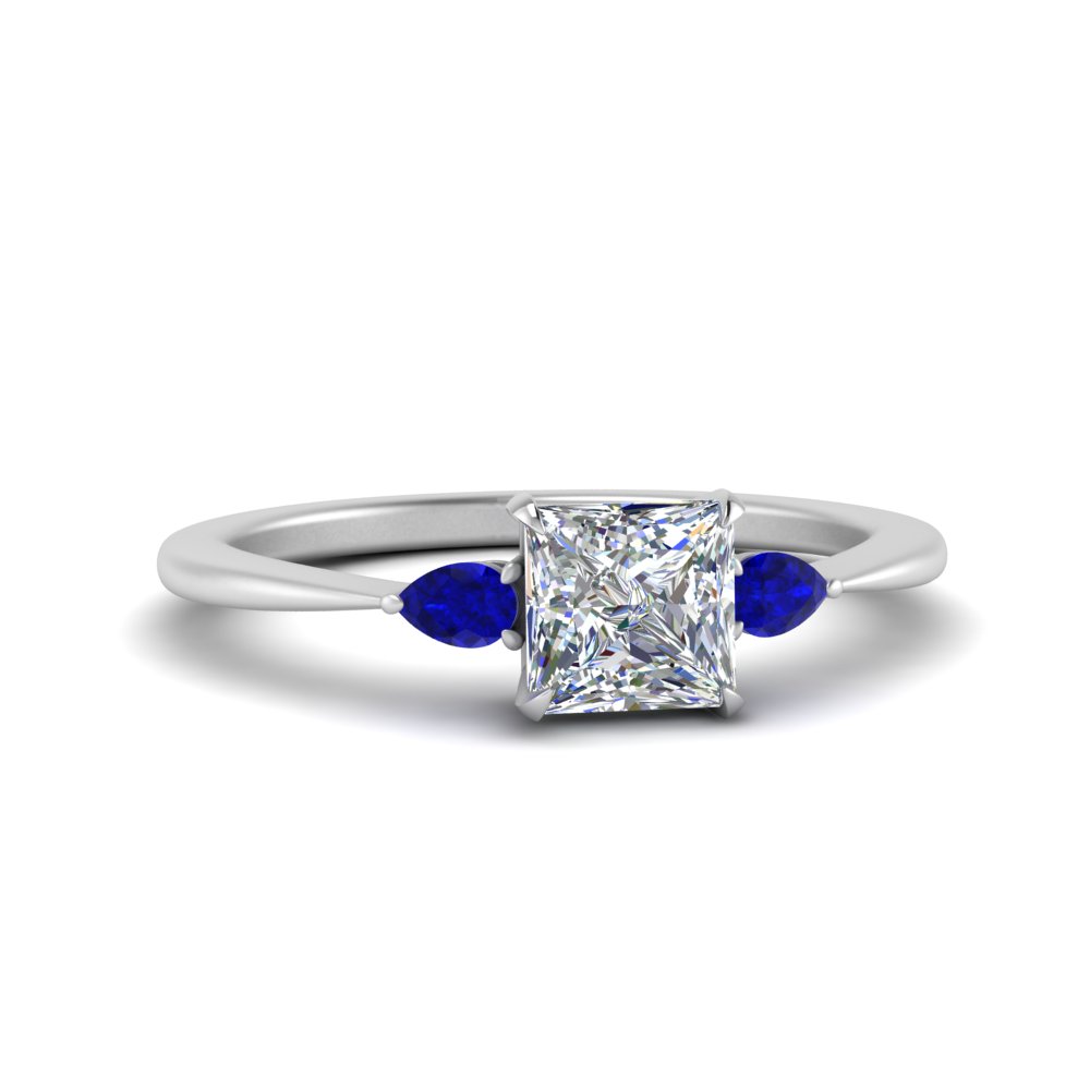 pear sapphire cathedral princess cut engagement ring in white gold FD9210PRRGSABL NL WG