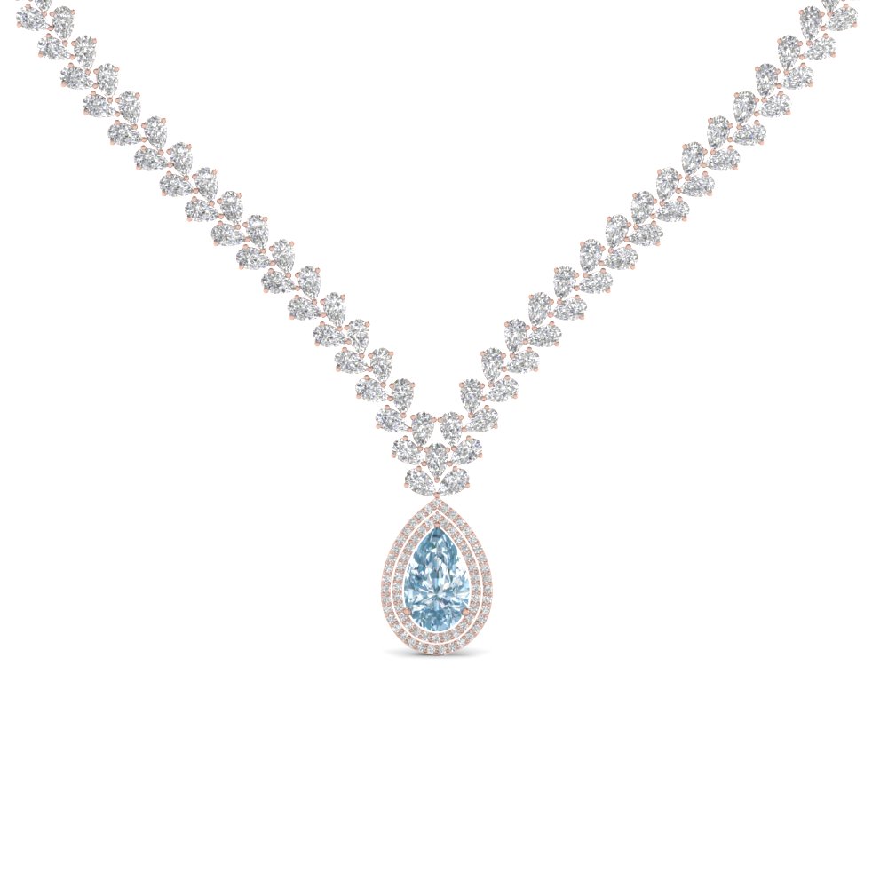 Pear Shape Drop Leaf Diamond Necklace 