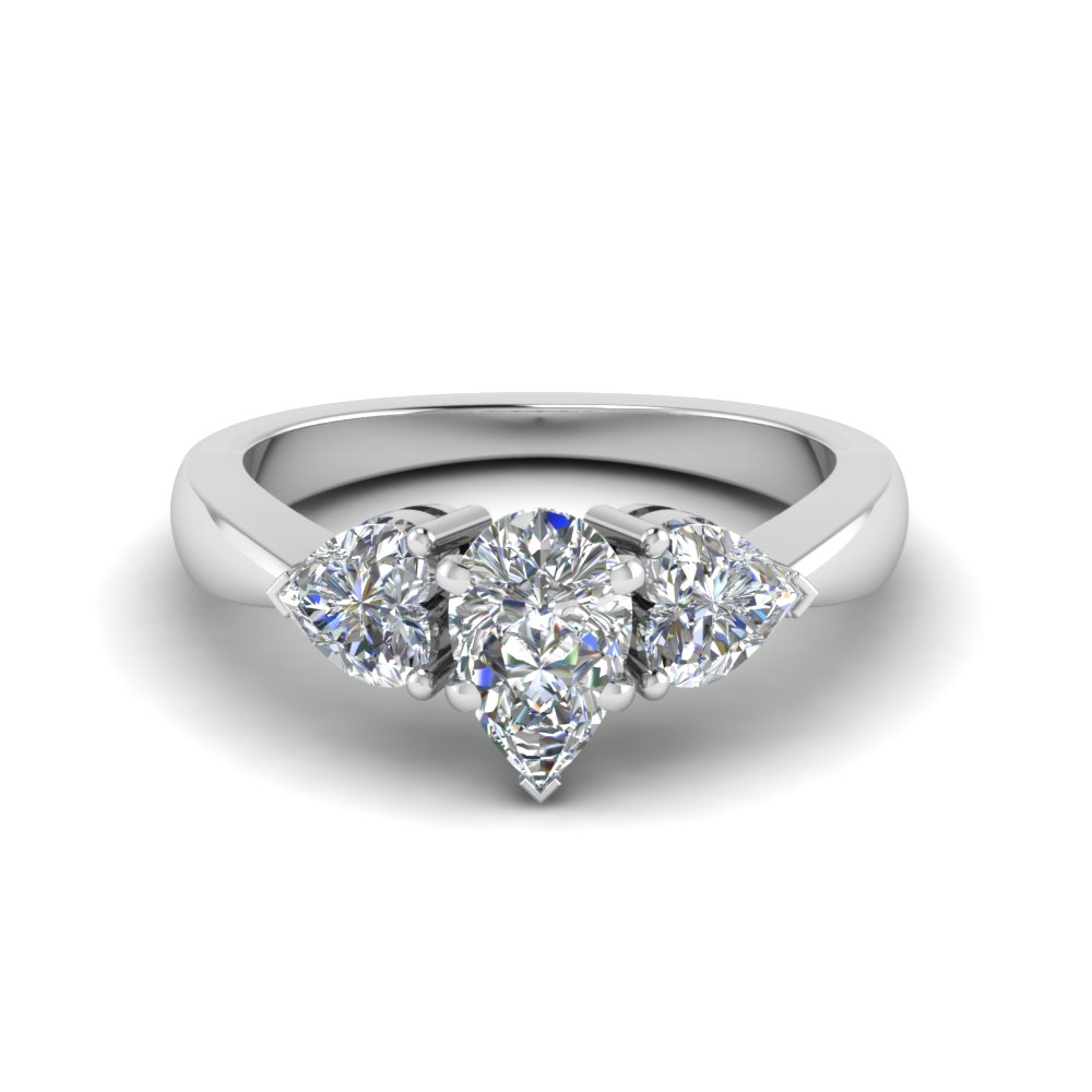 3 Diamonds Pear Engagement Ring