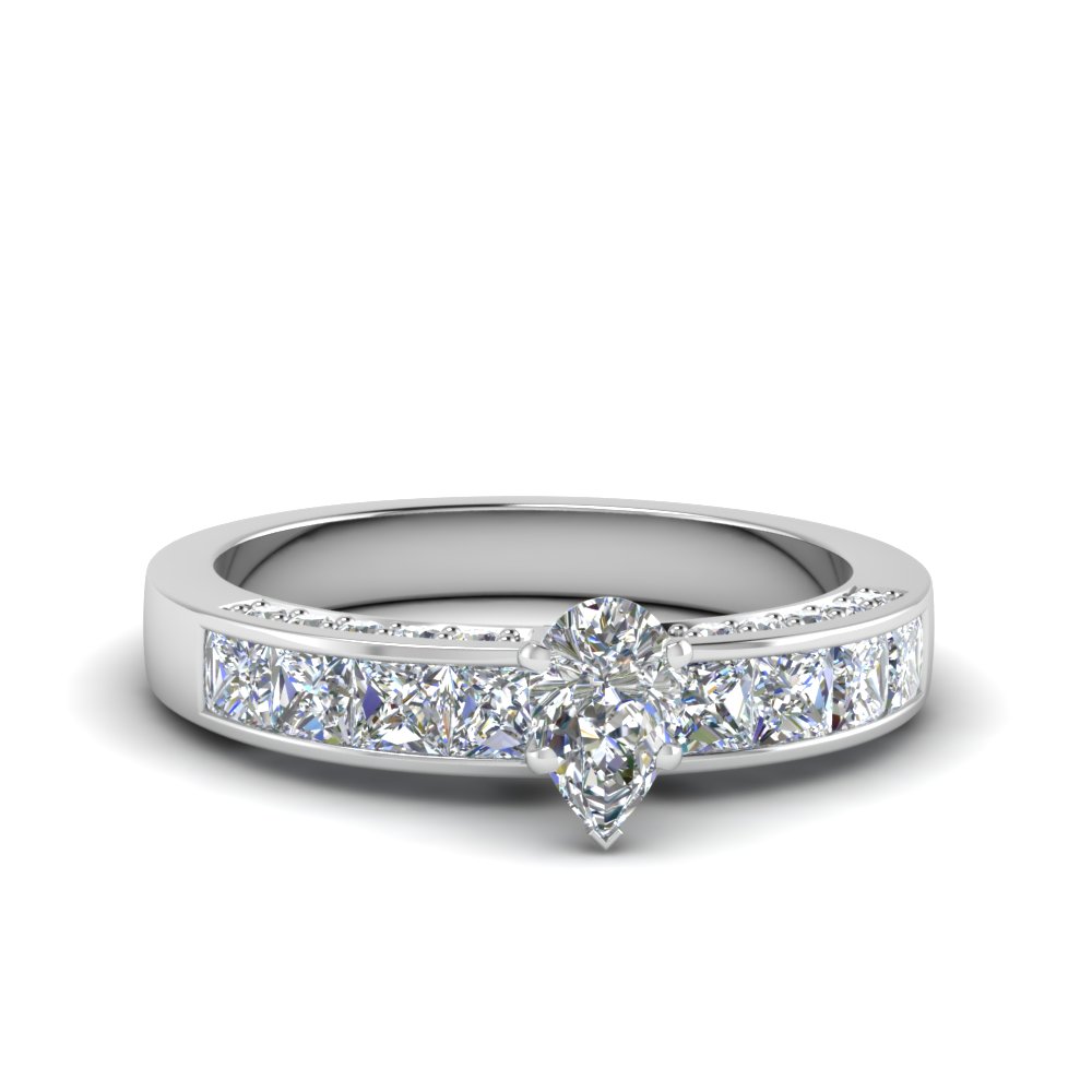 Side Stone Pear Diamond Ring