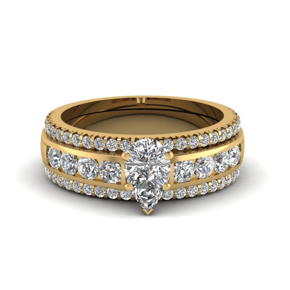 1/3 Carat Diamond Bridal Wedding Ring Set 14K Yellow Gold ...