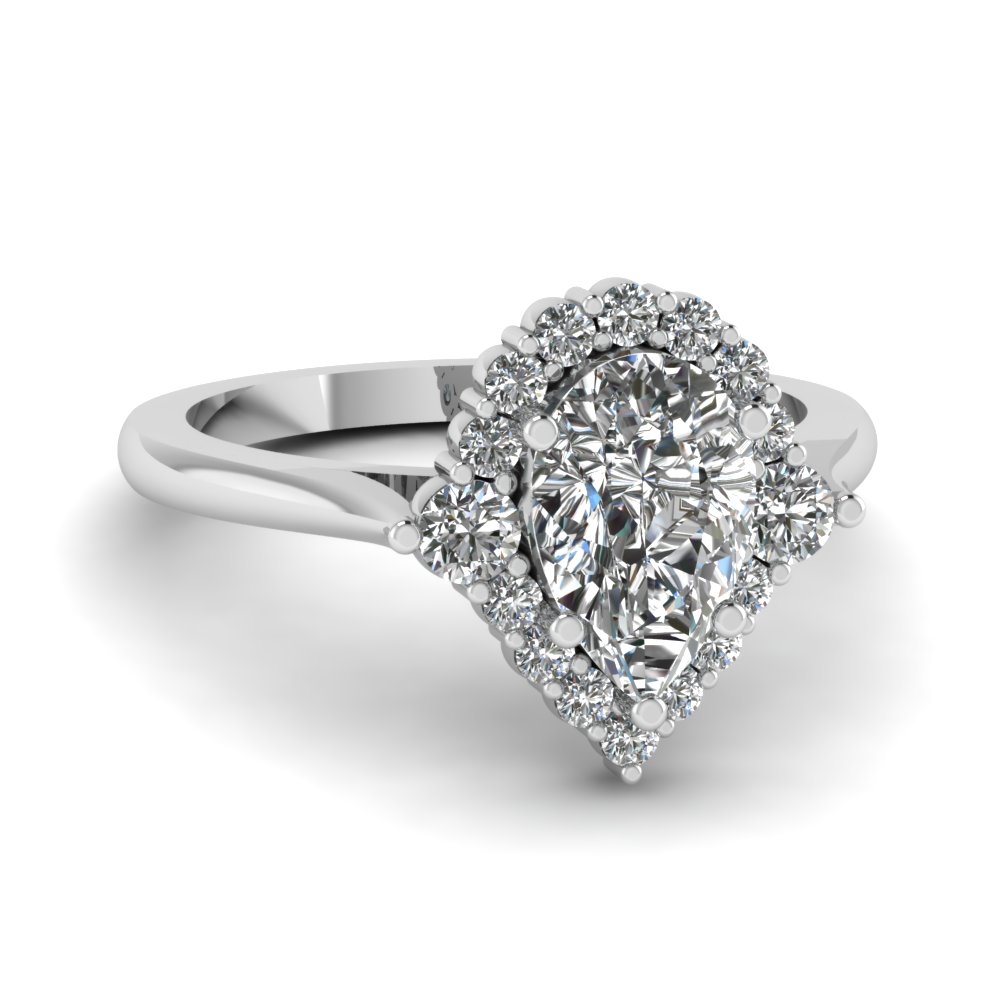 Pear Cut Halo Engagement Rings