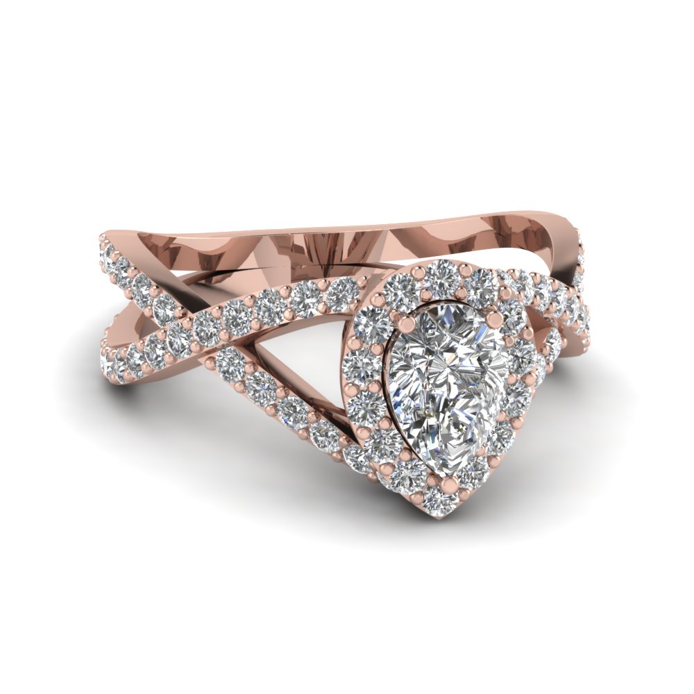  Pear  Shaped Diamond Engagement  Ring  In 18K Rose  Gold  