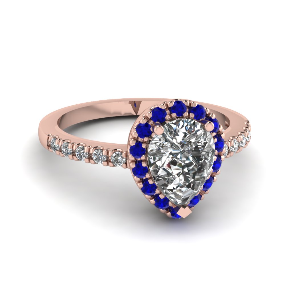 Sapphire pear clearance halo ring