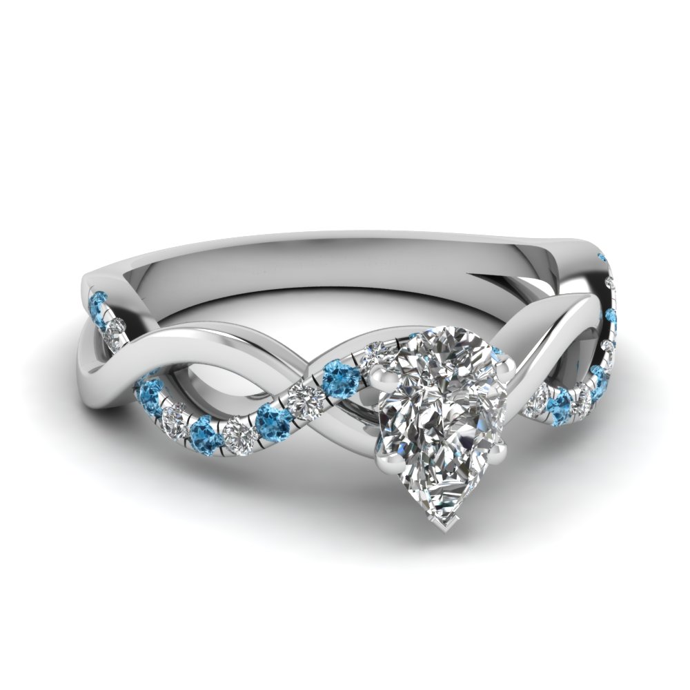 Pear Shaped Infinity Diamond Engagement Ring With Blue Topaz In 950 Pear Shaped Infinity Diamond Engagement Ring With Blue Topaz In 950 Platinum Fd1122pergicblto Nl Wg