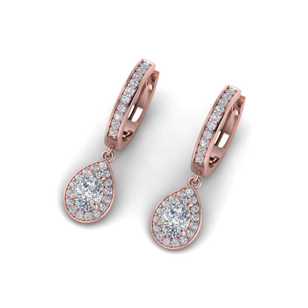 Pear Shaped Diamond Hoops Earrings In 14K Rose Gold | Fascinating Diamonds