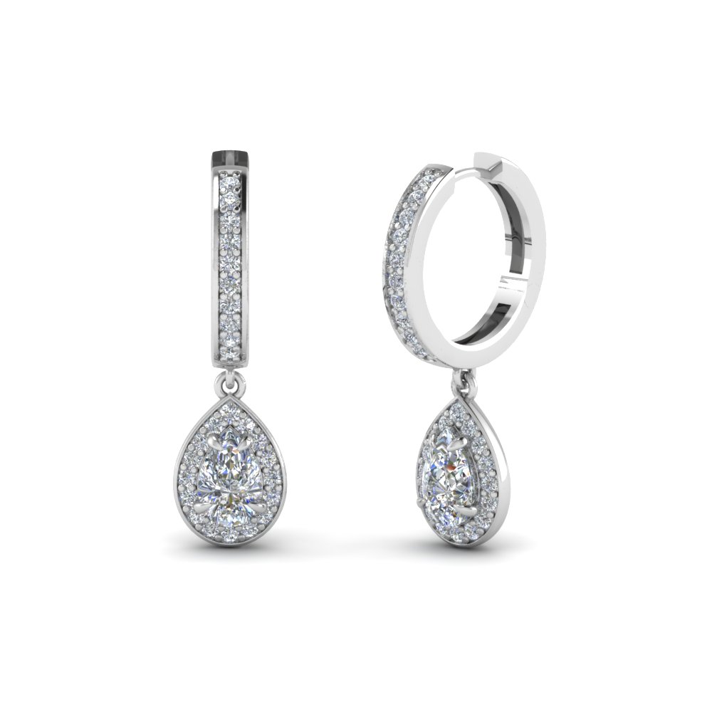 pear shaped diamond hoops earrings in FDEAR1185PE NL WG