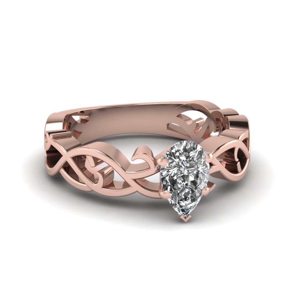 Rose Gold Pear Diamond Solitaire Rings