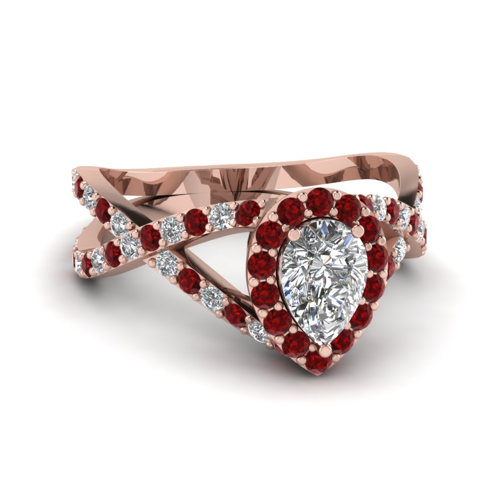 Ruby Entwine Halo Diamond Ring