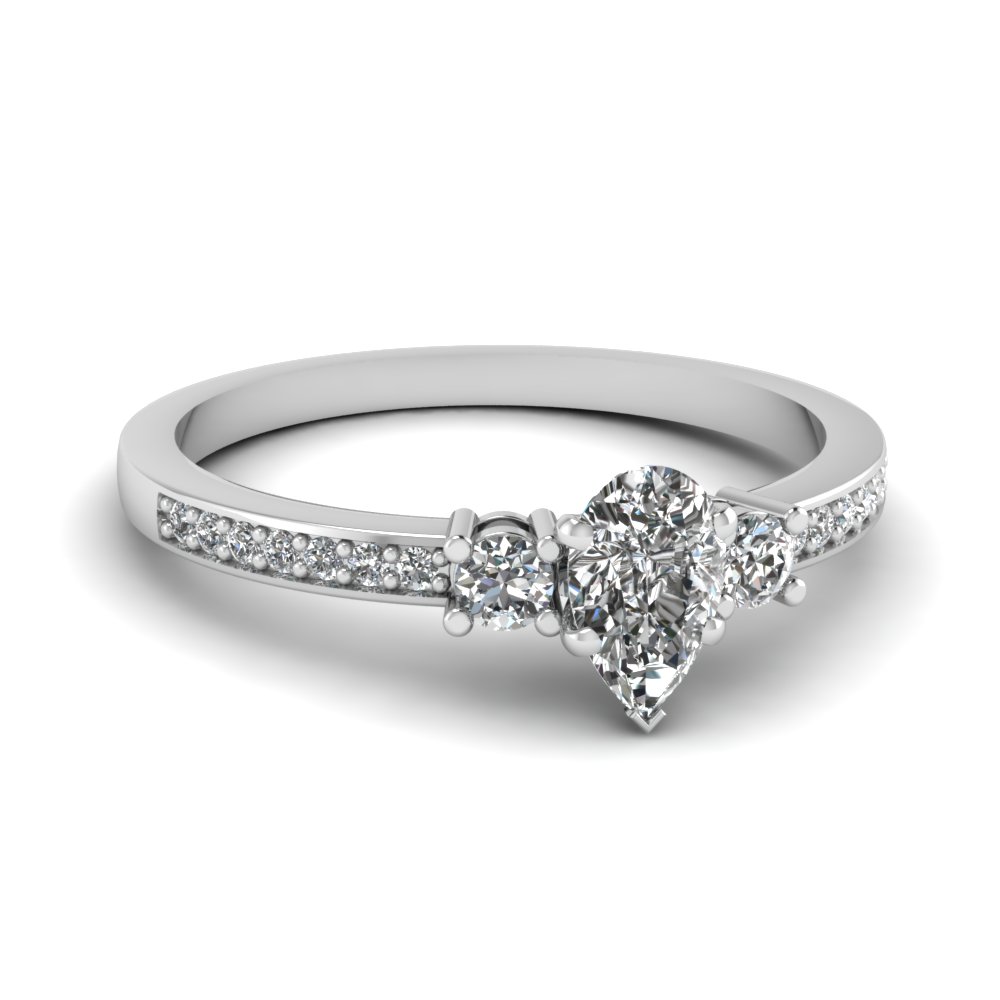 delicate 3 stone pear diamond engagement ring in FDENS3101PER NL WG