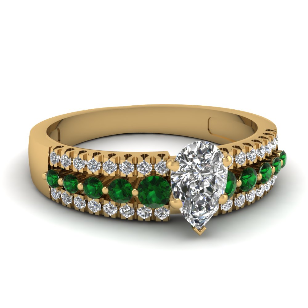 Pear Shaped Diamond & Emerald Rings