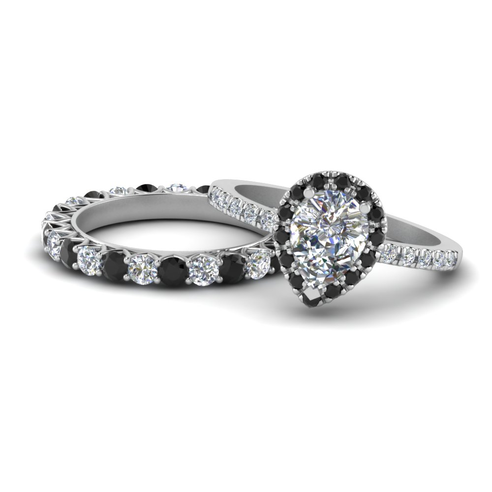 Details about   3CT Pear Cut Black Diamond Engagement Ring Wedding Bridal Set 14K Rose Gold Fn 