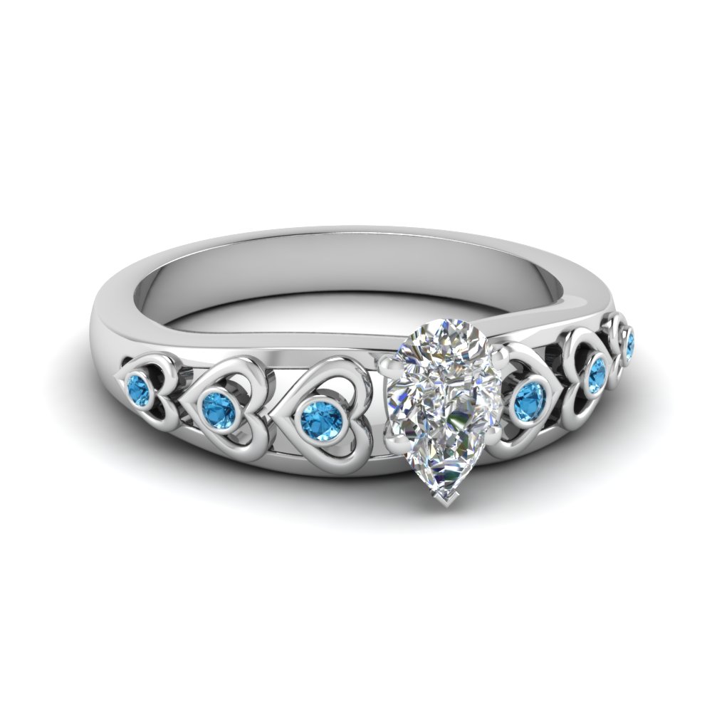 diamond engagement rings with blue topaz accents