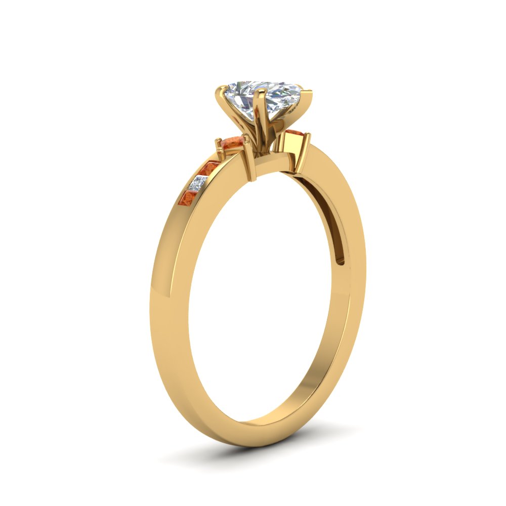 Pear Shaped Kite With Channel Set Accent Diamond Engagement Ring With ...