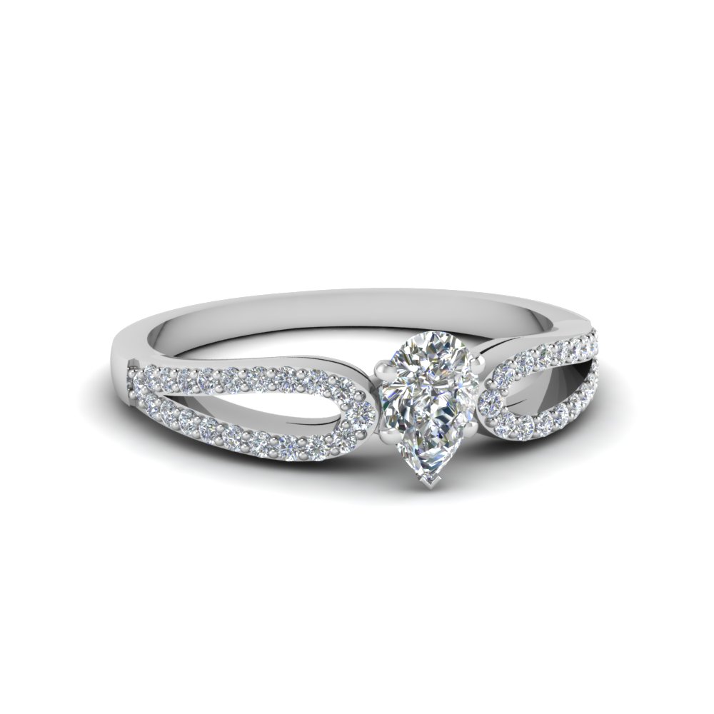 pear shaped split Shank loop diamond engagement ring in 14K white gold FDENS3323PER NL WG