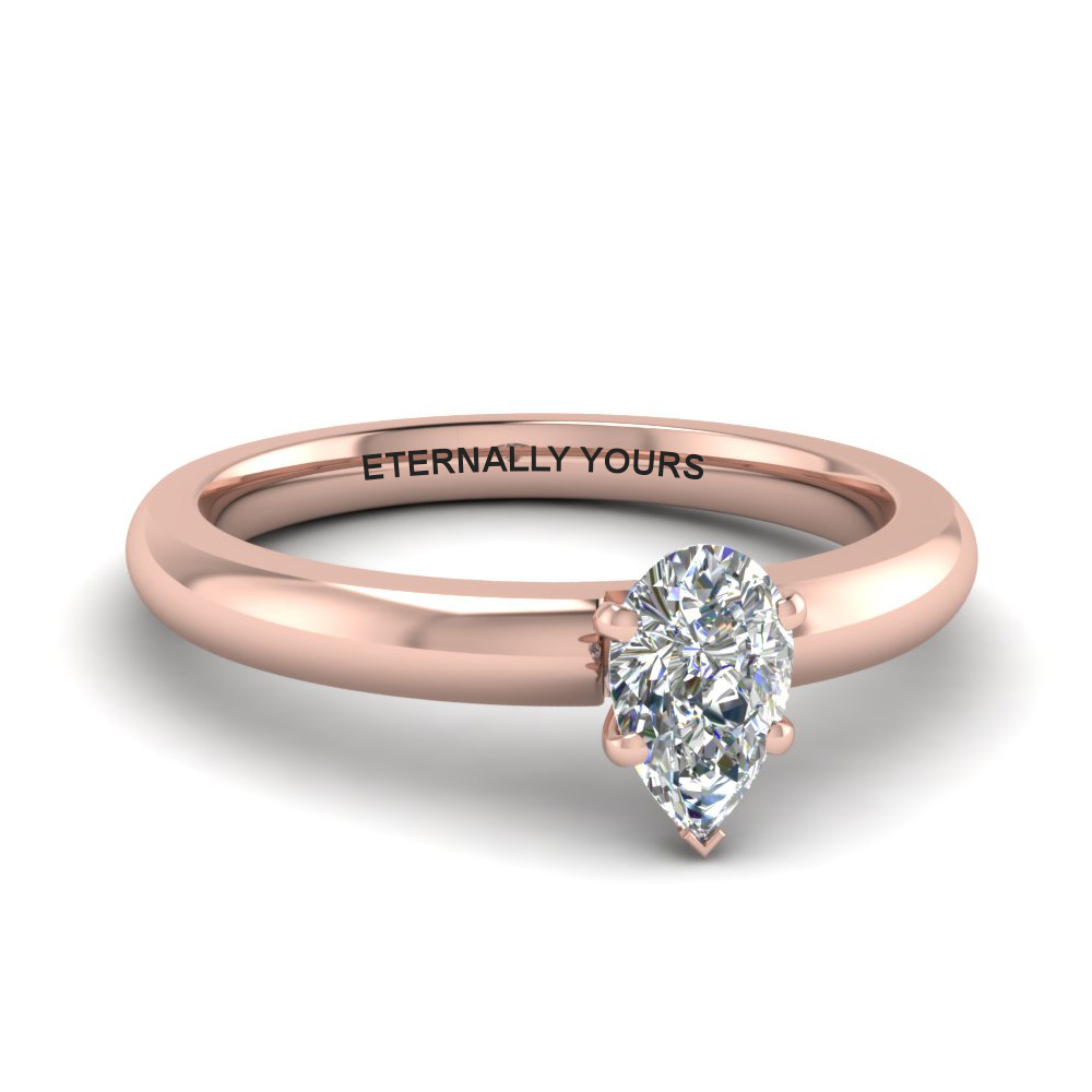 18k Pink Gold Pear Diamond Rings
