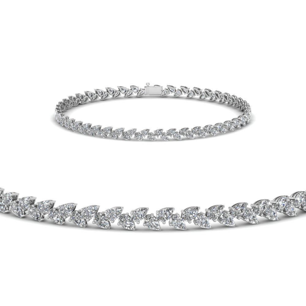 pear shaped petal style diamond bracelet in FDBR8150ANGLE2 NL WG