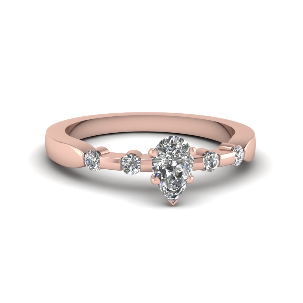 pear shaped bezel diamond accent engagement ring in 14K rose gold FDENS3063PER NL RG